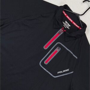 Polaris Polo Shirt Mens 2XL Black Red Quarter Zip Performance Chest Pocket 1130